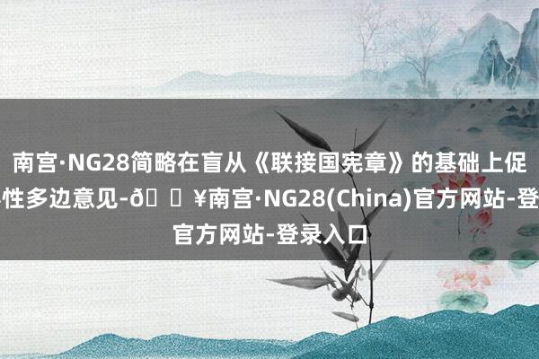 南宫·NG28简略在盲从《联接国宪章》的基础上促进包容性多边意见-🔥南宫·NG28(China)官方网站-登录入口